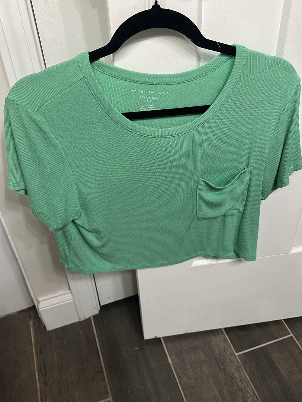 American Eagle Outfitters Mint Green Cropped Pocket Tee